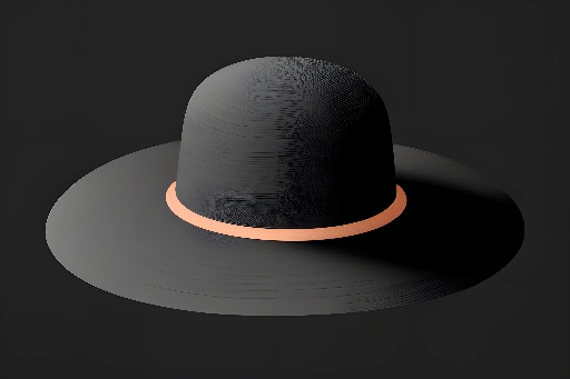 a black hat with a pink band on a black background