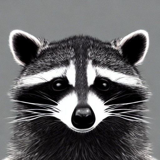 with a black and white image of a raccoon
