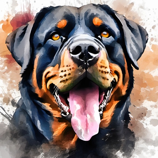 painting of a dog with a big smile on his face