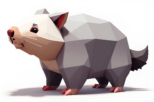 a low polygonal animal that is standing on a white surface