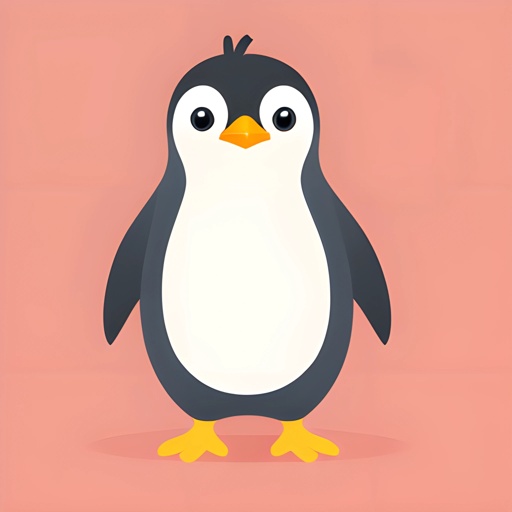 a penguin that is standing up with a pink background