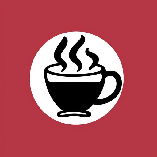 a black and white coffee cup with steam rising out of it
