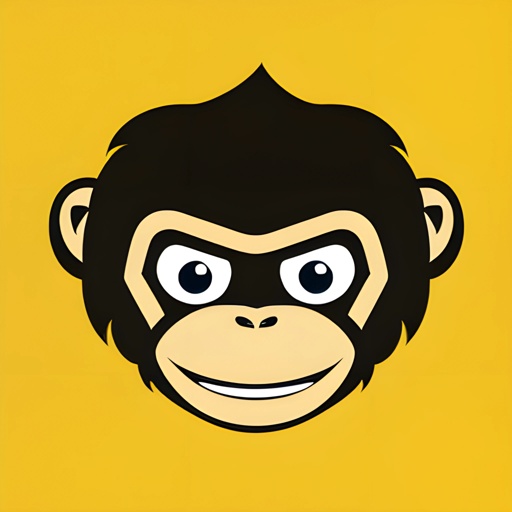 monkey face with a yellow background and a black head
