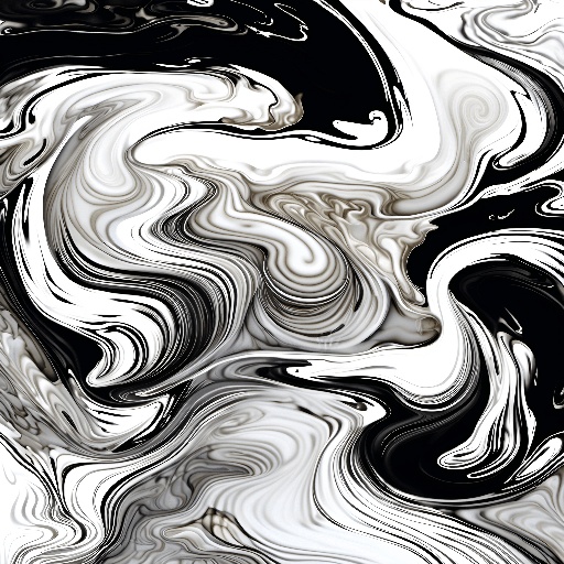 a close up of a black and white painting with a swirl