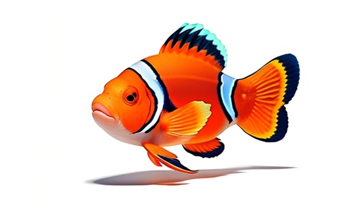 a small orange fish with a blue stripe on its body