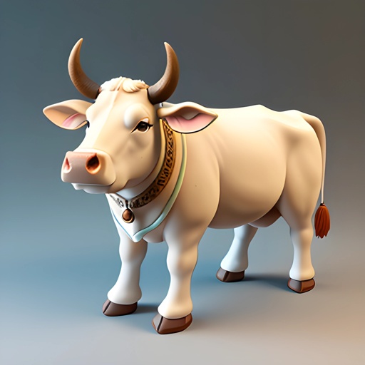 a white cow with a collar and a bell on it