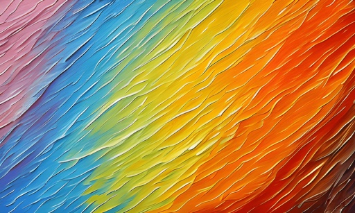 a close up of a painting of a rainbow colored background