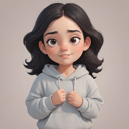 cartoon girl in a hoodie with a hoodie on