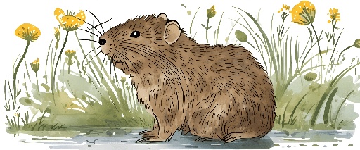 a drawing of a rodent sitting in the grass