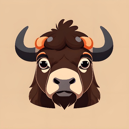 a bull with horns on a beige background