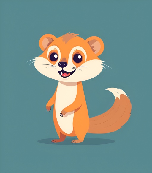 cartoon illustration of a cute squirrel standing up with its paws spread out