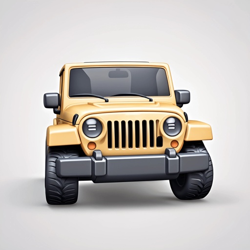 yellow jeep with black tires on a white background
