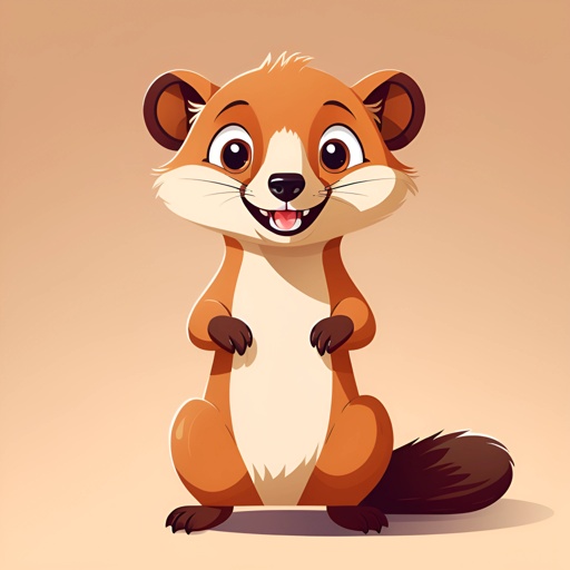 cartoon illustration of a cute little squirrel sitting on its hind legs