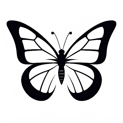a close up of a butterfly with a black outline on a white background