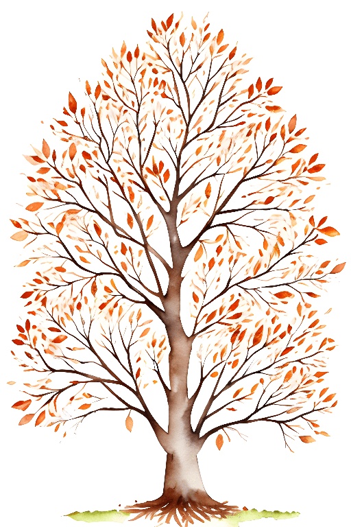 a watercolor painting of a tree with leaves on it