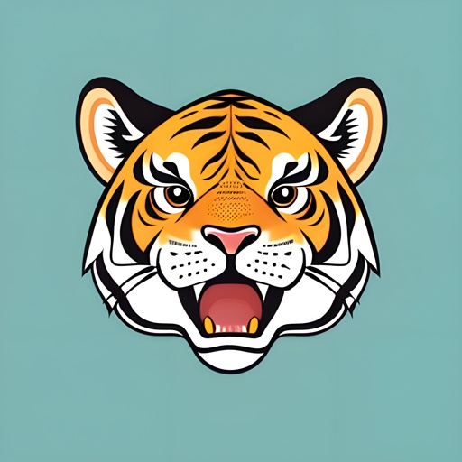 a tiger head with a big smile on it's face