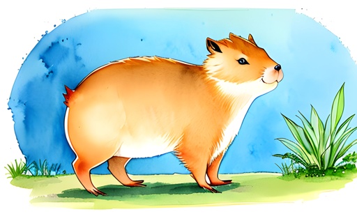 a drawing of a small animal standing in the grass