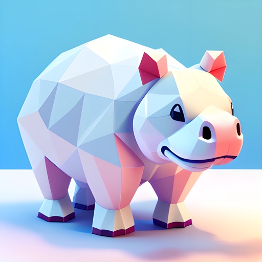 a white and pink pig standing on a white surface