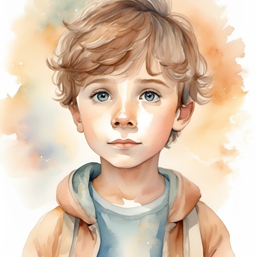a painting of a young boy with a hoodie