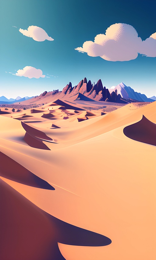 a desert with sand dunes and mountains in the background