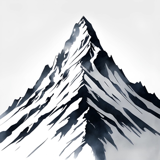 a drawing of a mountain with a snowboarder on it