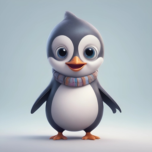 a penguin that is wearing a scarf and a scarf
