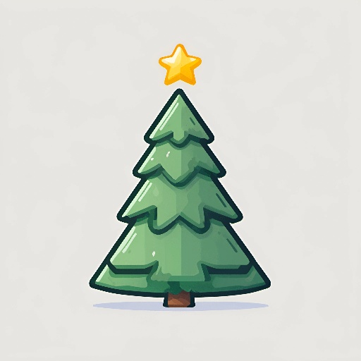 a cartoon christmas tree with a star on top