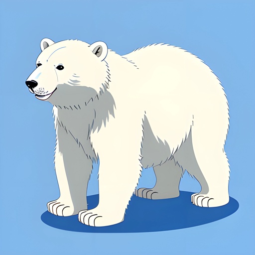 a polar bear standing on a blue surface