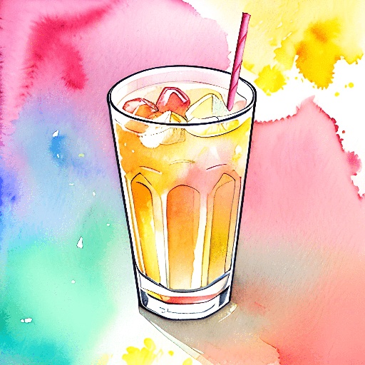 a drawing of a drink with a straw in it