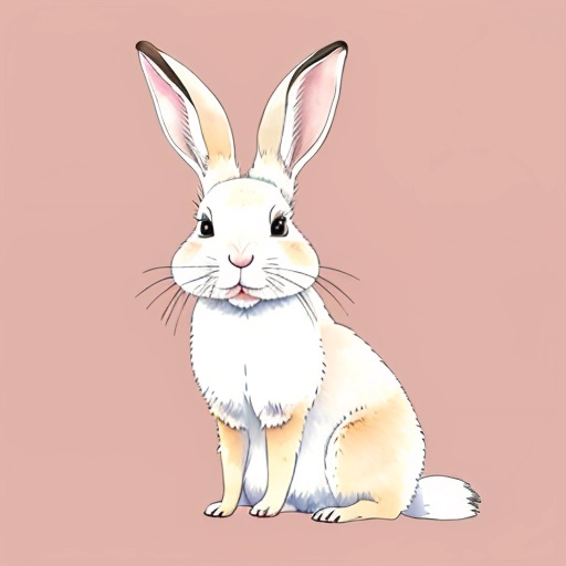 a drawing of a rabbit sitting on a pink surface