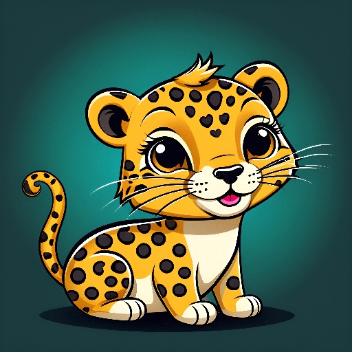cartoon leopard sitting on the ground with its eyes closed