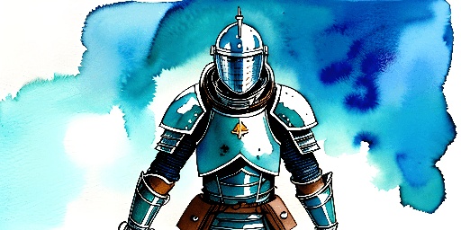 a drawing of a knight in armor with a sword