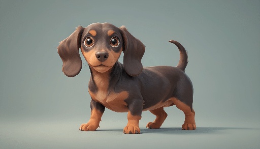 a small dog that is standing on a gray surface