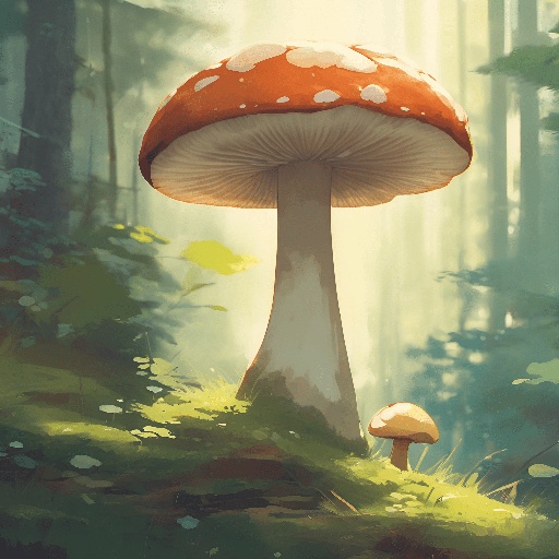 a mushroom that is sitting on the ground in the woods