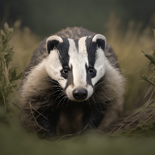 a badger that is walking through the grass