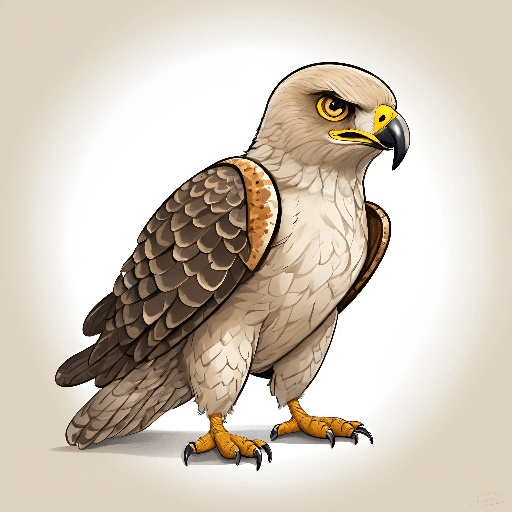 a drawing of a bird of prey with a yellow beak