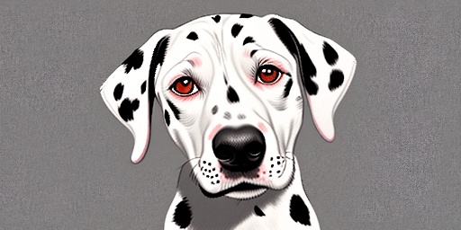 a dalmatian dog with red eyes and a black nose