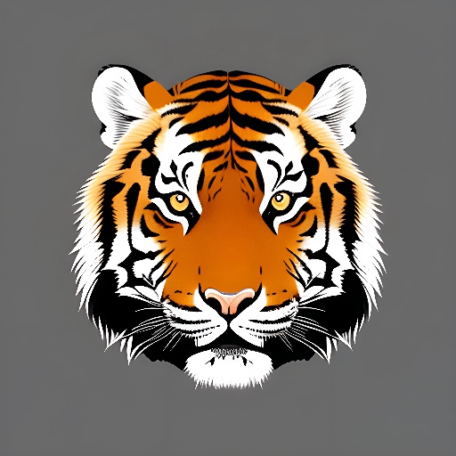 a tiger head with a gray background