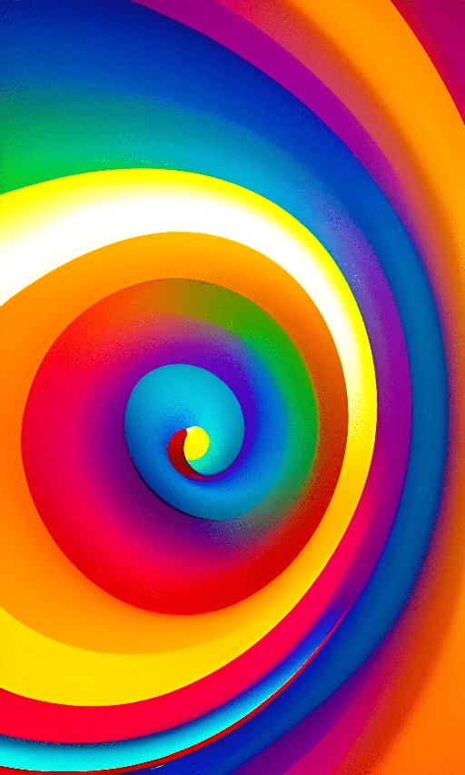 a close up of a colorful spiral with a yellow center