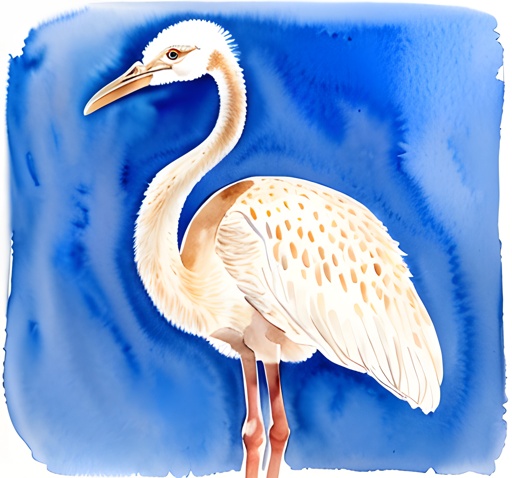 painting of a white bird with a long neck and a long beak