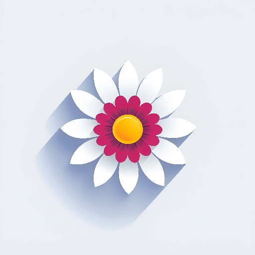 a paper flower with a yellow center on a white background