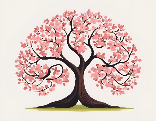 a tree with pink flowers on it and a bird on the branch