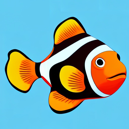 a cartoon clown fish with a black and white stripe