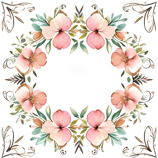 a watercolor painting of a flower wreath with leaves
