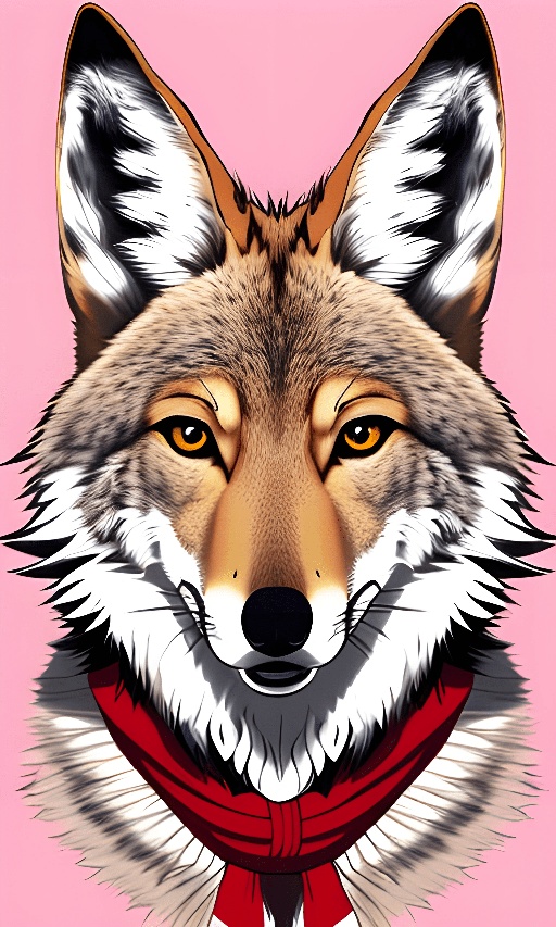 image of a wolf with a red scarf on
