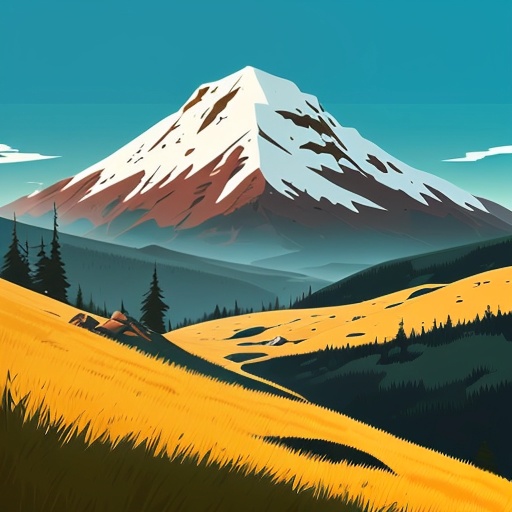 a close up of a mountain with a field and trees
