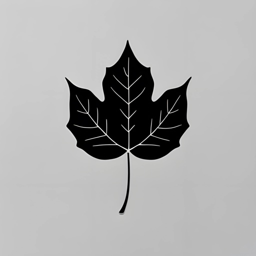 leaf on a gray background with a black outline