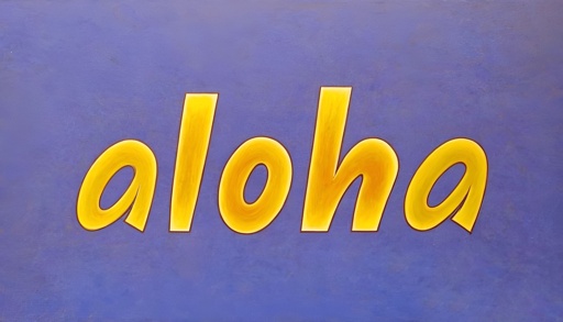 image of a blue wall with a yellow word aloha