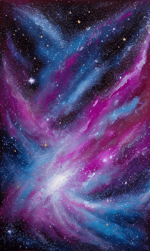painting of a colorful galaxy with stars and a purple and blue swirl