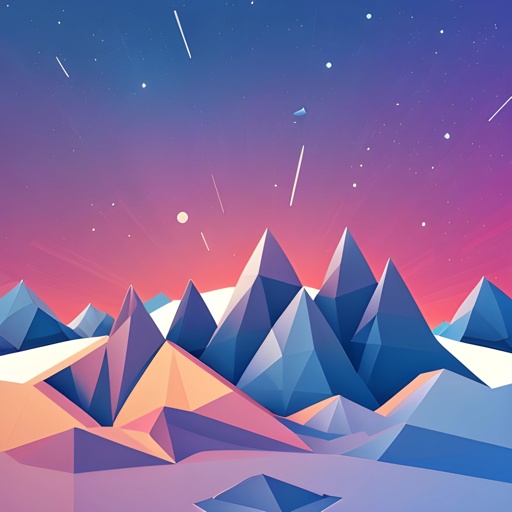mountains with a bright sky and stars in the background